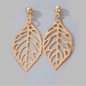 “Autumn” Fall Gold Lasercut Cut-out Hollow Leaf Leaves Nature Boho Hippie Dangle